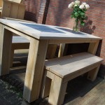 Tuinset met bankjes steigerhout