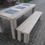 Tafel met bankje gebruikt steigerhout