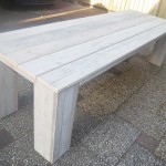 Tafel gebruikt steigerhout met blokpoot